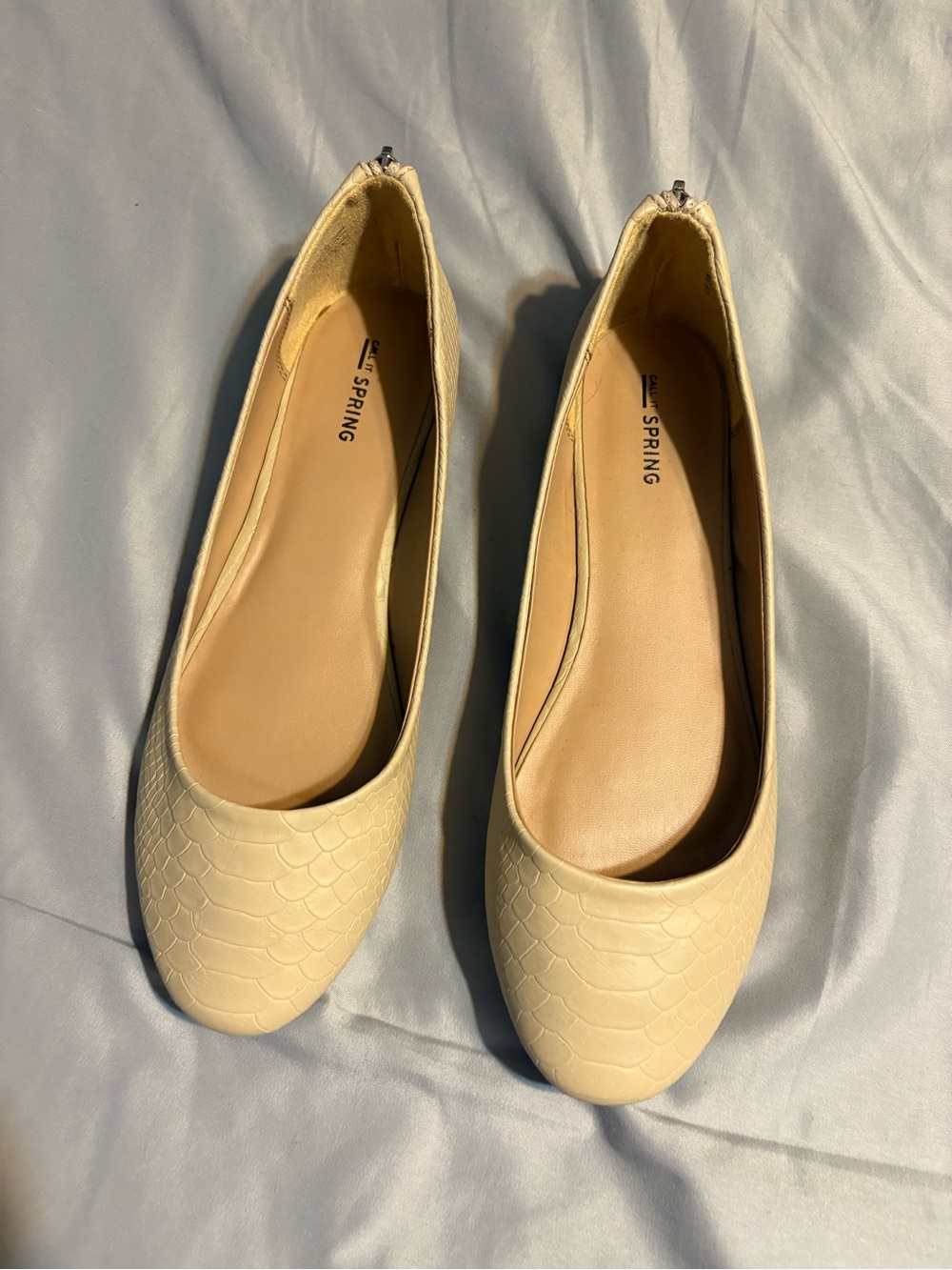 Call It Spring Cream Textured Ballet Flats